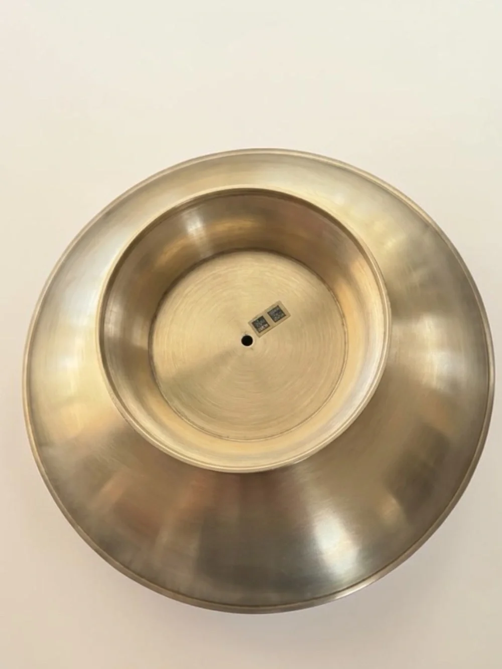 Vintage Solid Brass decorative bowl with Lavender & Blue Floral enamel inlay